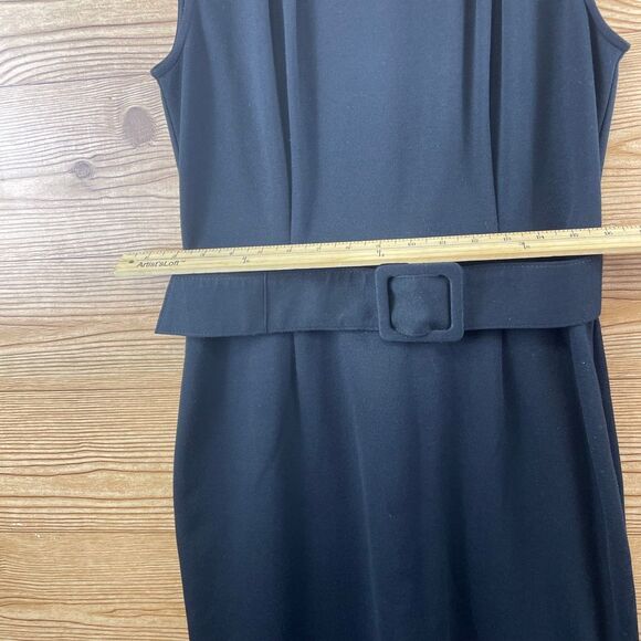 Adrianna Papell Black Cap Sleeve Sheath Dress with Belt Professional Wear Siz 10 - Picture 4 of 9